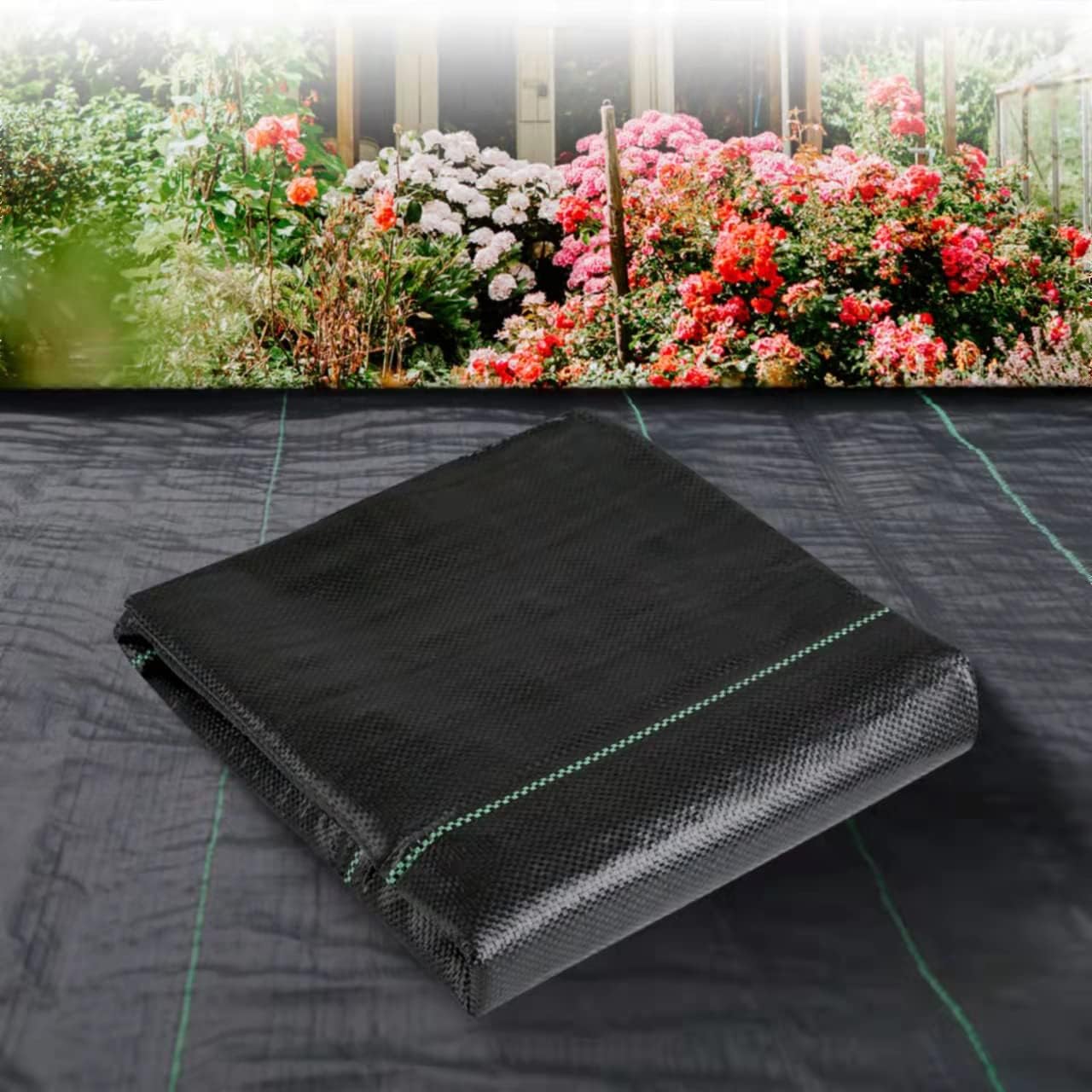 3ftx50ft Weed Barrier Landscape Fabric Heavy Duty，Weed Block Gardening Ground Cover Mat, Weed Control Garden Cloth ，Woven Geotextile Fabric for Underlayment，Commercial Driveway Fabric