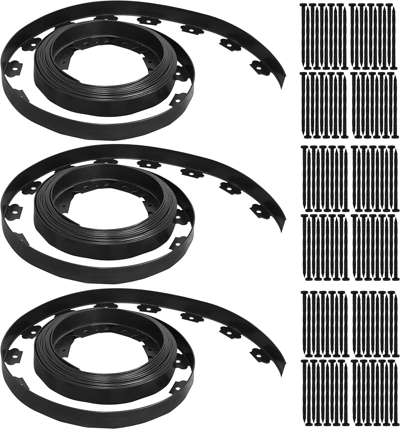 Gardzen 1.5 x100 Landscape Edging Kit, Garden Edging Coil Comes with 120 Pcs Spikes, No Dig Lawn Border Design