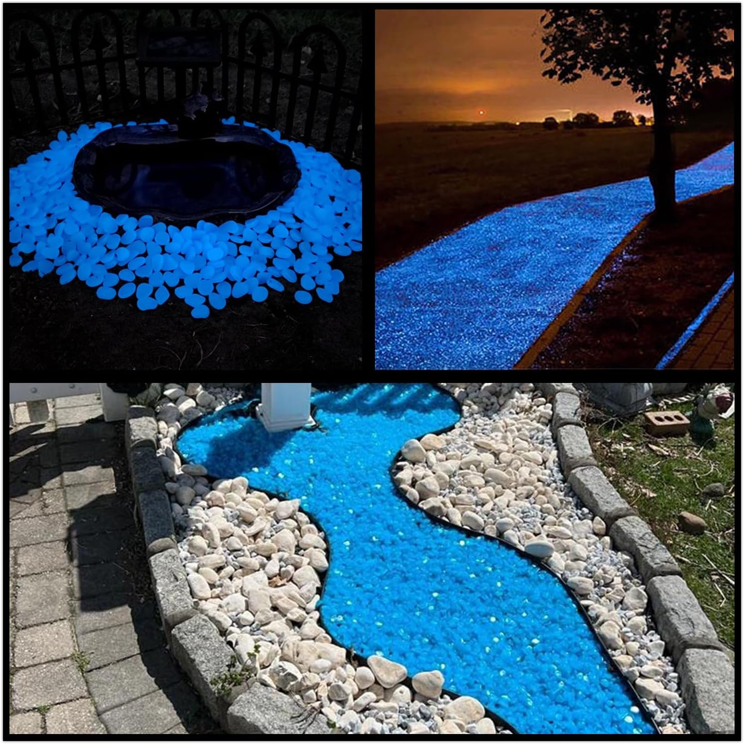 Glow in The Dark Rocks Outdoor, 500 pcs Blue Glow Rocks for Landscaping, Outdoor Decor Glow in The Dark Pebbles, Glow in The Dark Stones for Garden, Backyard, Patio, Lawn, Walkway, Path