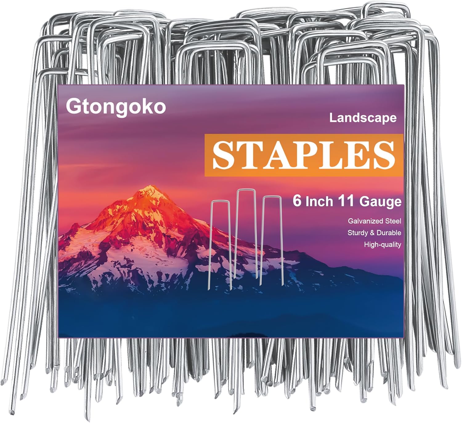 Gtongoko 120 Pack Galvanized Landscape Staples Garden Stakes Plant Cover Stakes 6 Inch 11 Gauge Lawn Staples Fence Stakes Ground Stakes for Landscaping Securing Weed Barrier Fabric