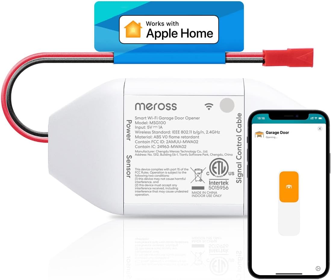 meross Smart Garage Door Opener Remote, Compatible with Apple HomeKit, Amazon Alexa, Google Assistant and SmartThings, No Hub Needed