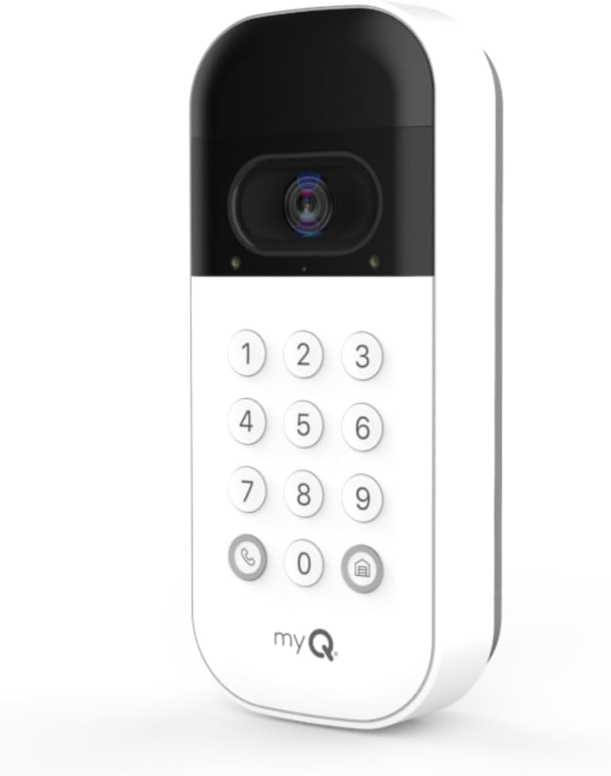 myQ Smart Garage Door Video Keypad with Wide-Angle Camera,Customizable PIN Codes,and Smartphone Control–Take Charge of Your Garage Access Works with Chamberlain, LiftMaster and Craftsman openers,White