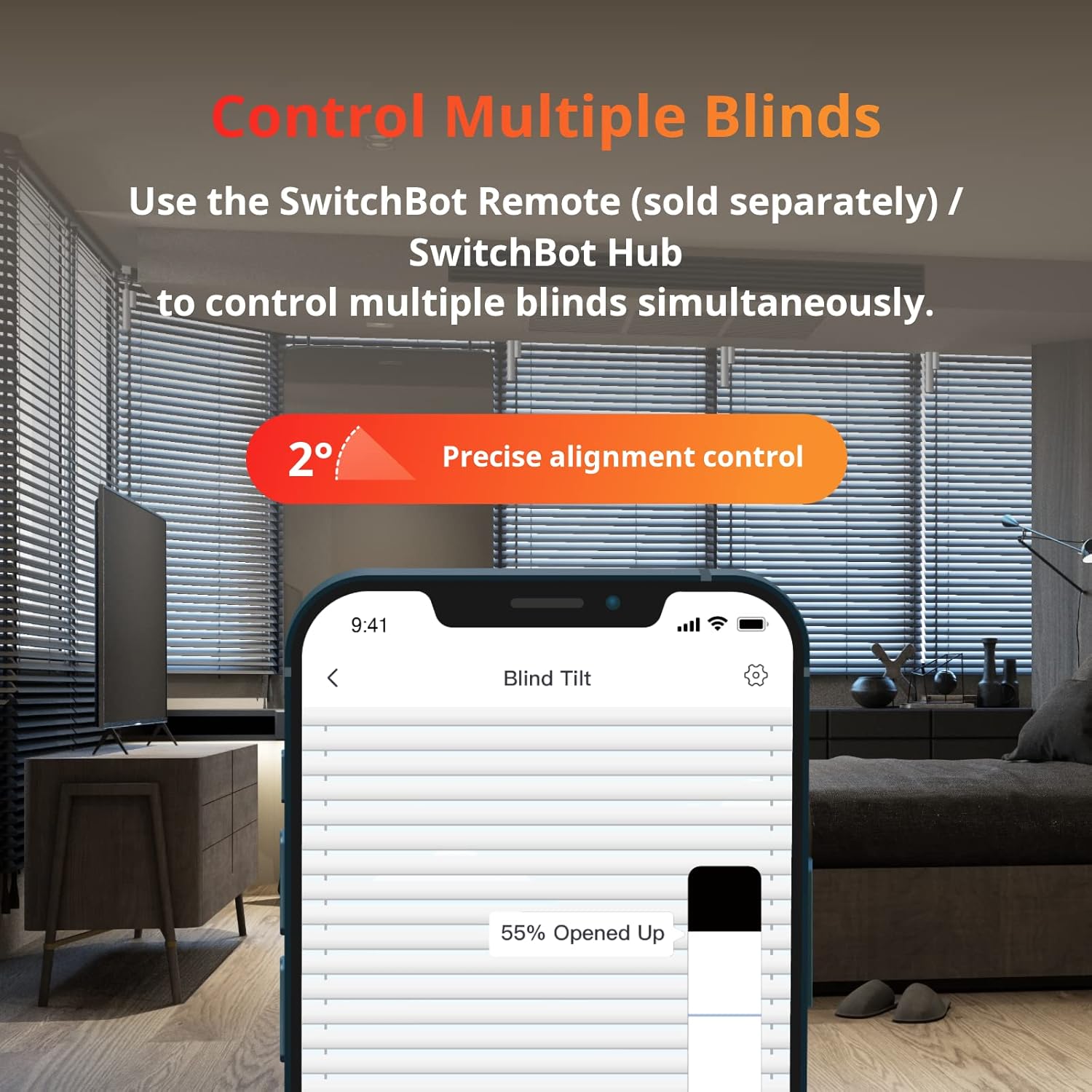 SwitchBot Smart Electric Motorized Blinds Kit - 3Pack with 2.4G WiFi Remote Control, Solar Powered, Compatible with Alexa, Google Home and Siri, Light Sensing Control, Unlimited Group Control